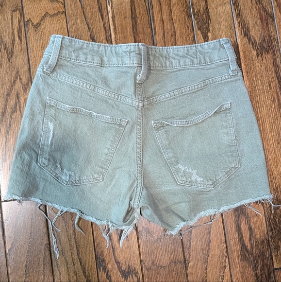Olive Green Denim Shorts - Picture 2 of 2